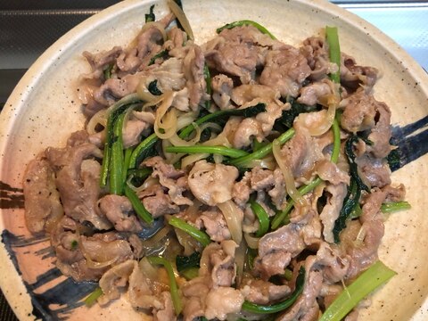 豚肉と小松菜の砂糖醤油炒め^_^